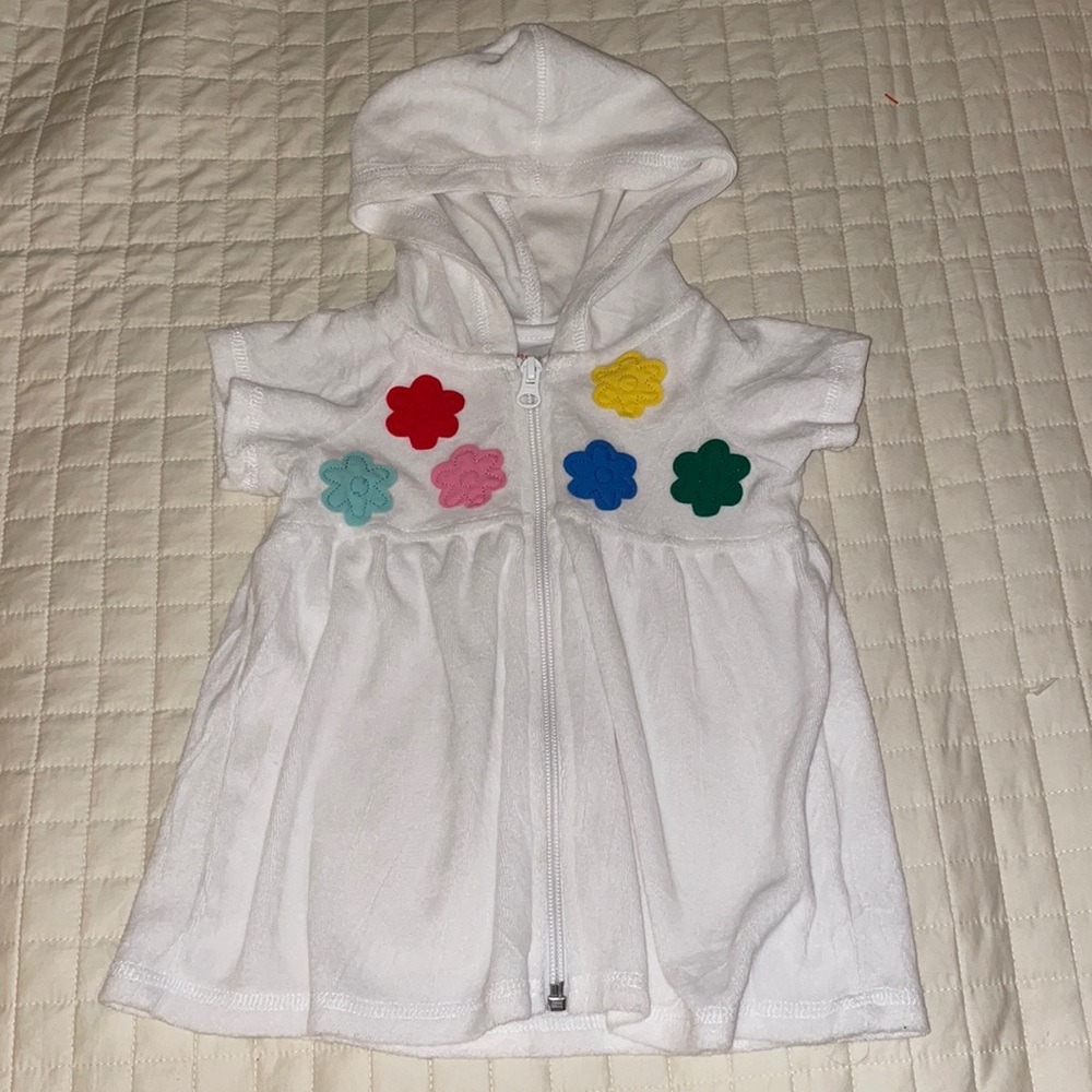 Hanna Andersson Swim hooded coverup terry cloth zip up  size 3-6 months